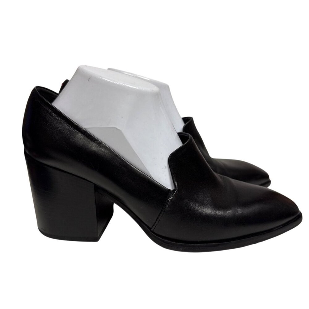 Aeyde Allyson Women's Heeled Loafer Black Leather Calfskin Italy EU 41 10.5 Flaw